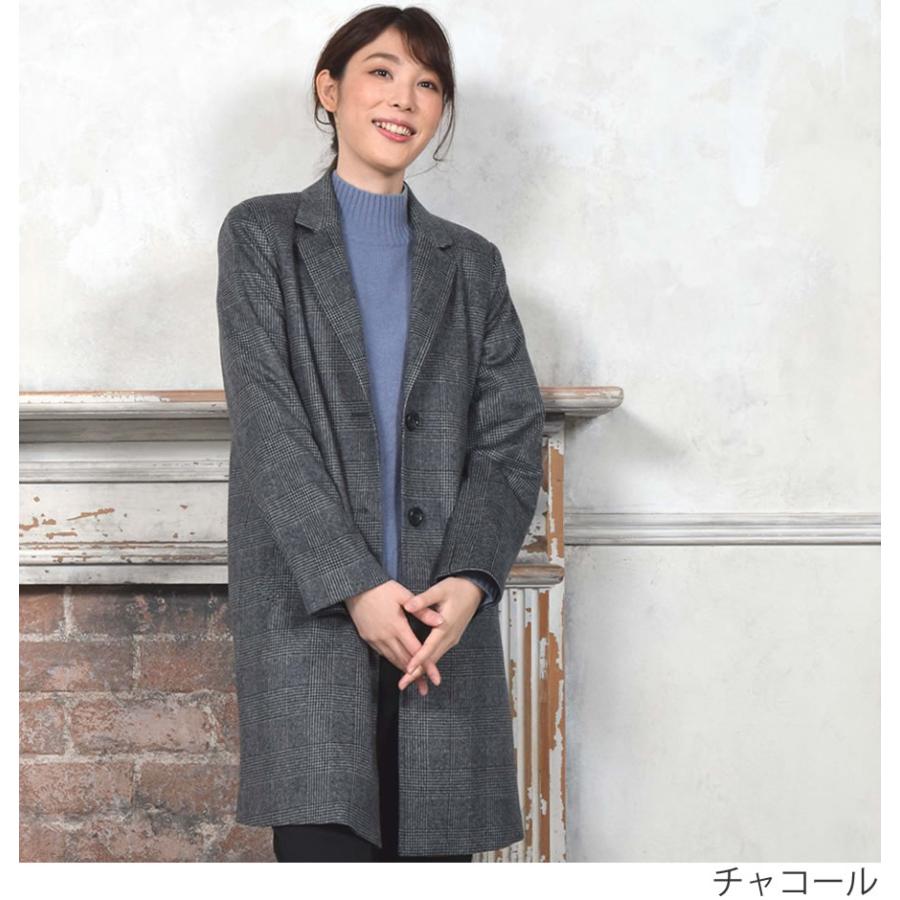 チェスターコート カシミヤ ウール混 グレンチェック   カシミア ジャケット ミドル丈 おしゃれ(ca3118) | Merfirge | 12