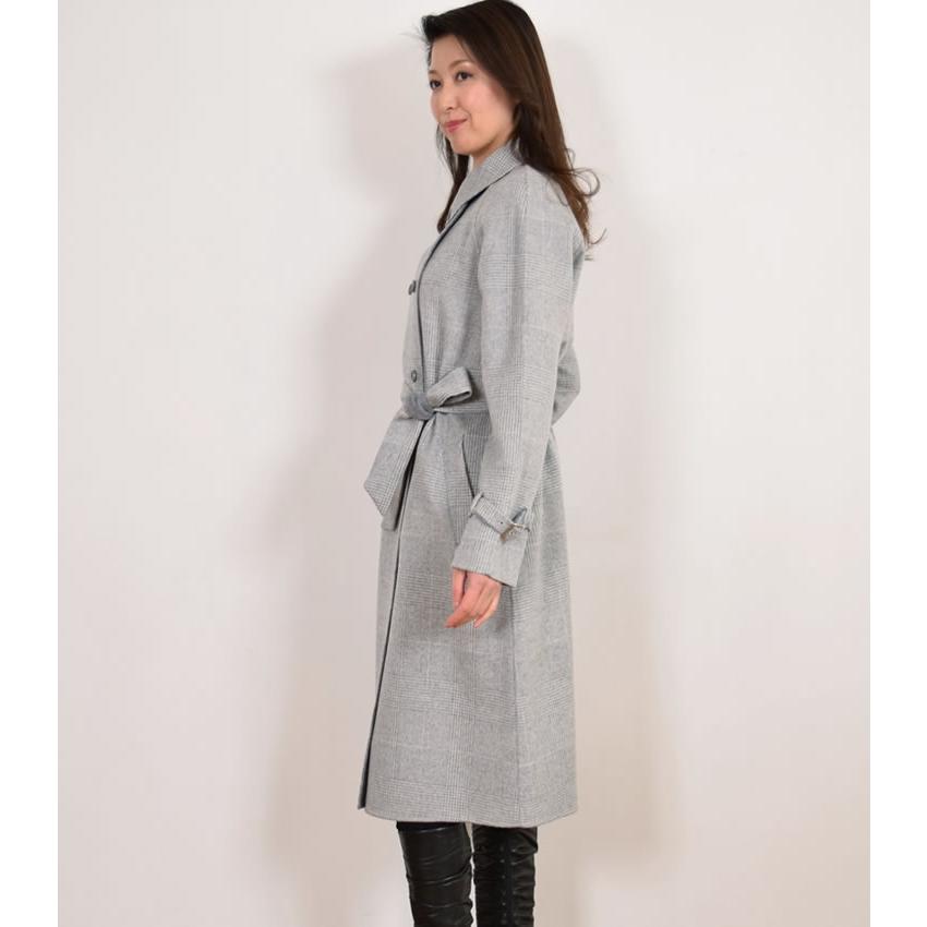 トレンチコート カシミヤ カシミア 混 ダブルフェイス グレンチェック