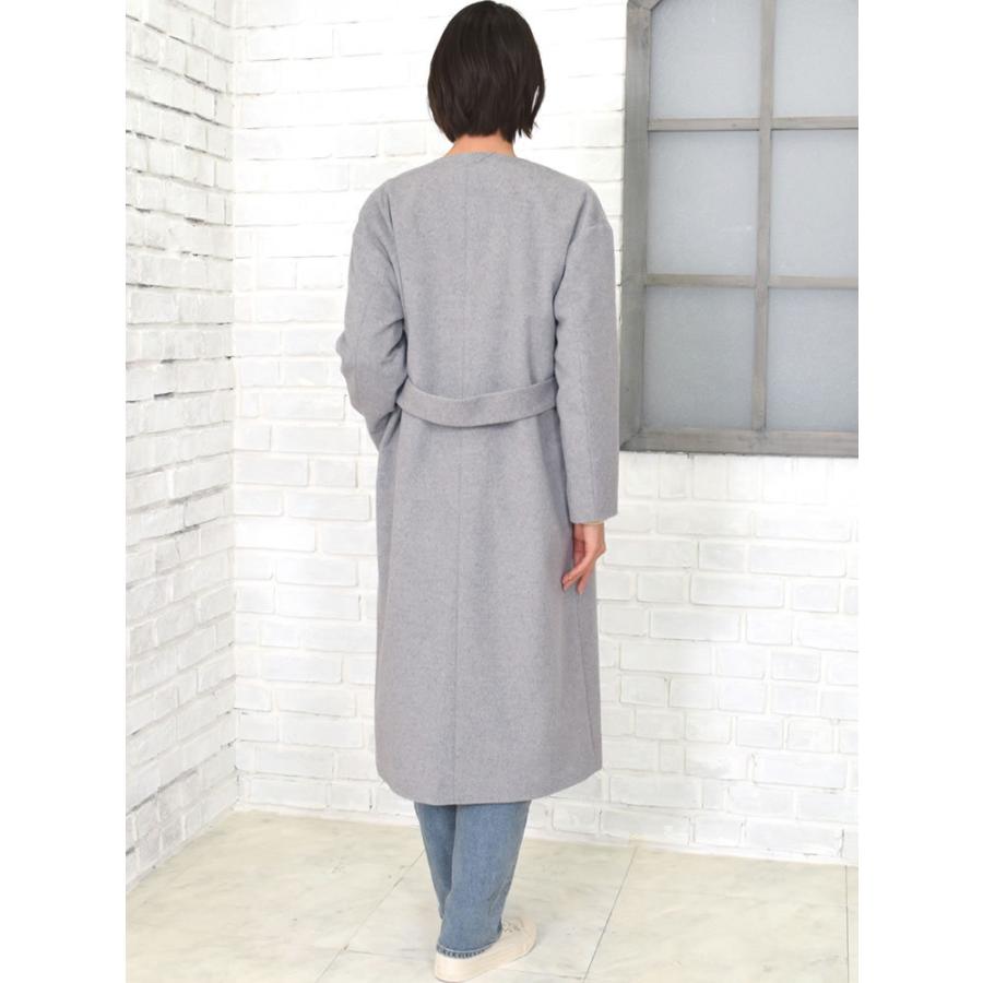 Merfirge カシミヤ ウール ノーカラー コート カシミア カラーレス
