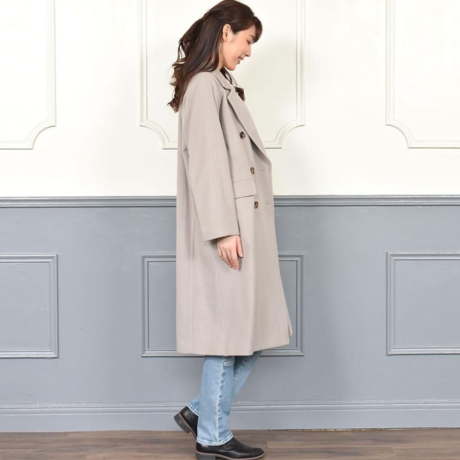 コート レディース チェスターコート カシミヤ ウール混  テーラーカラー コート  カシミア  ダブルチェスター | Merfirge | 07