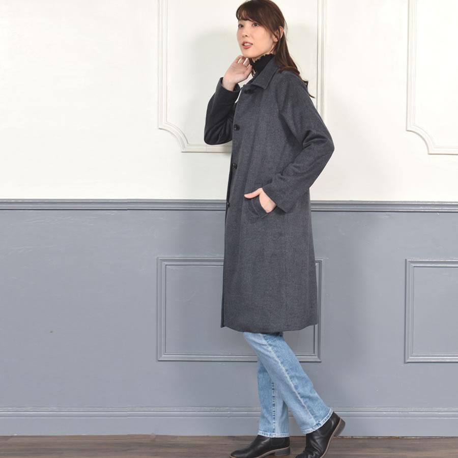 Merfirge ステンカラーコート カシミヤコート カシミヤ混 ブラック