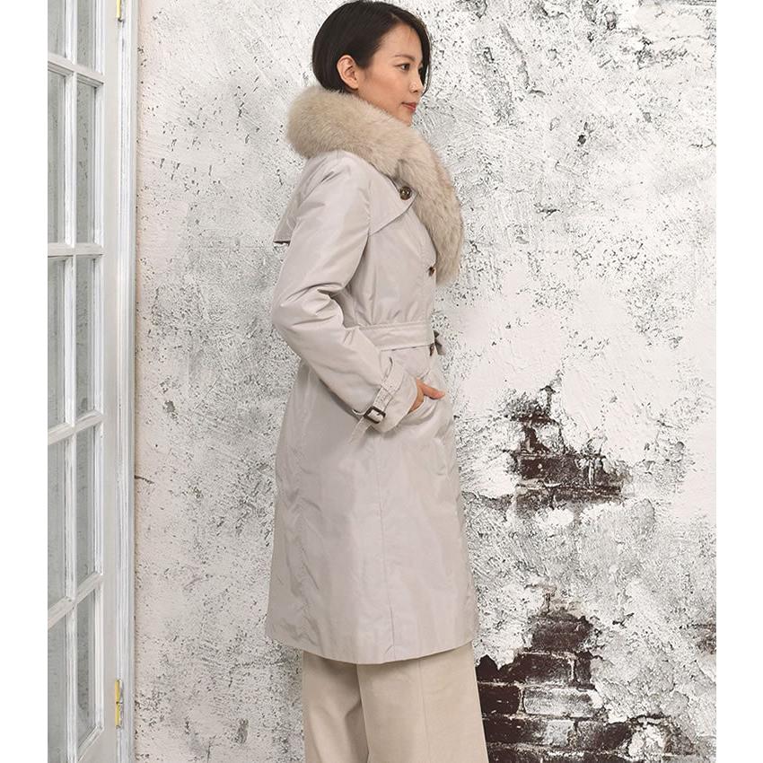 ♡美品 定価38万♡ トレンチコート フォックスファー ラムライナー チェック トレンチ コート 2way ロシアリス ライナー フォックス トリム