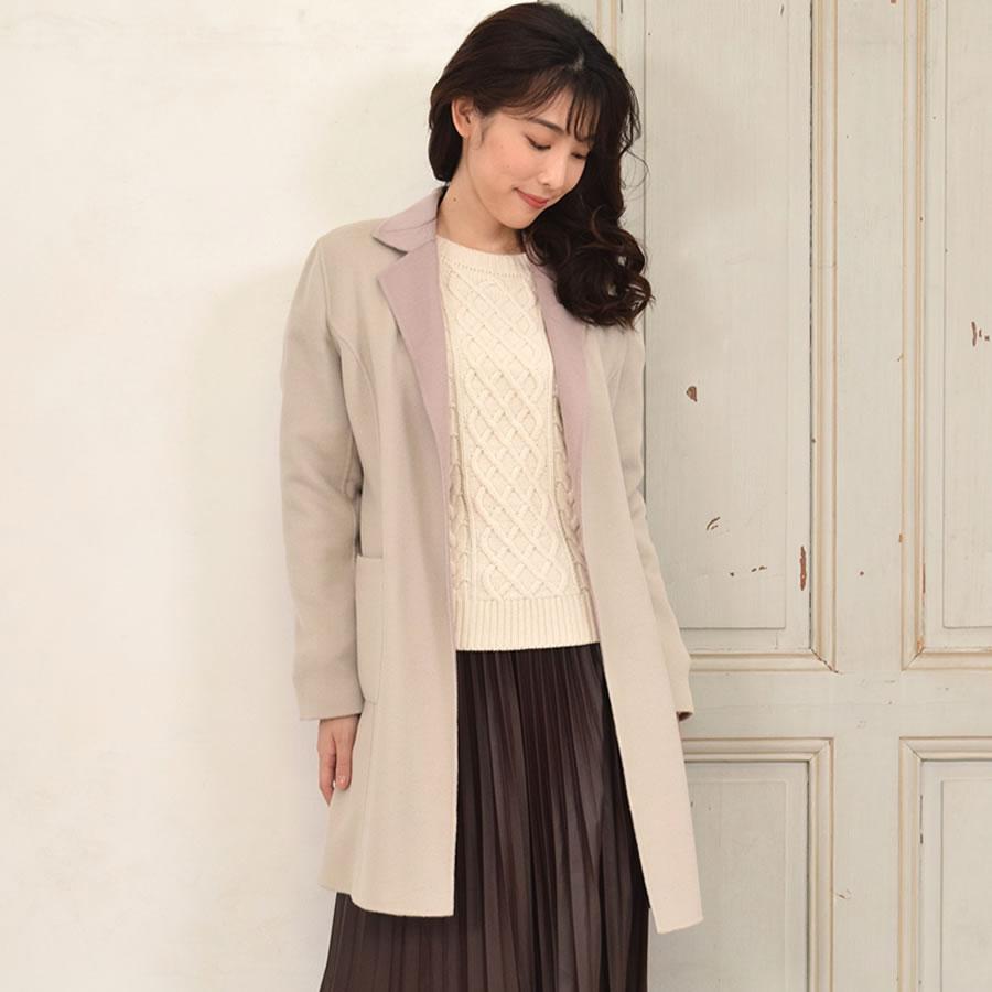 チェスターコート カシミヤ 混 リバーシブル ウール カジュアル 一枚