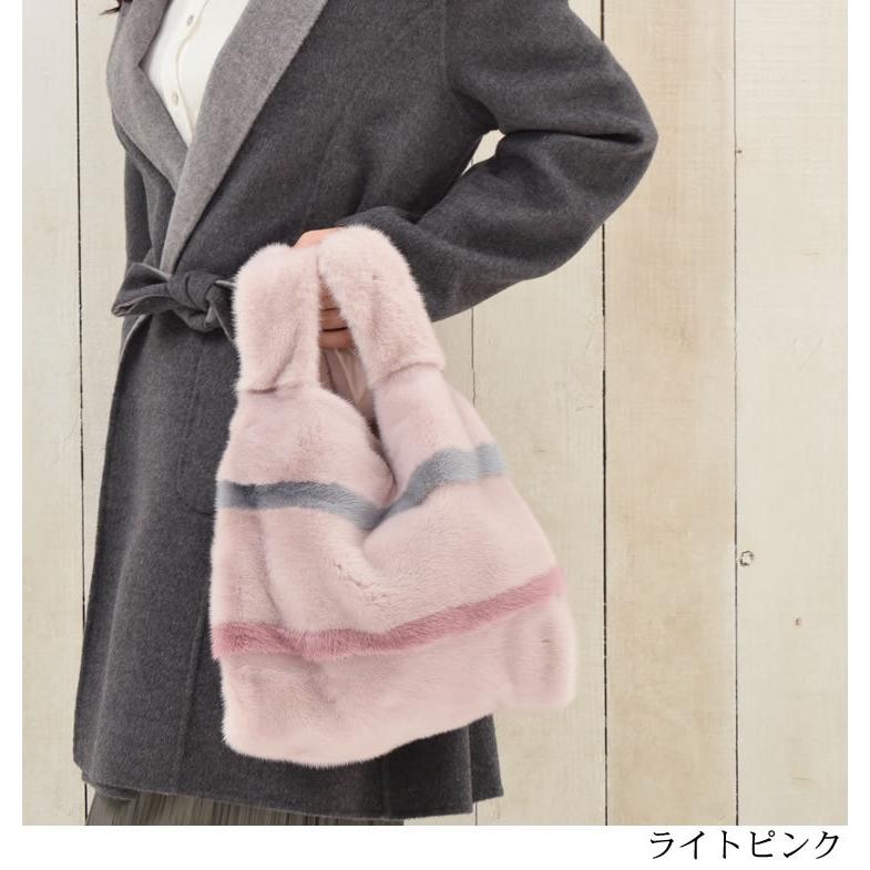 j-whiteファーバッグ レディース ミンク ショッパー ファーバッグ SAGA ミンク ファー ショッパー バッグ ストライプ