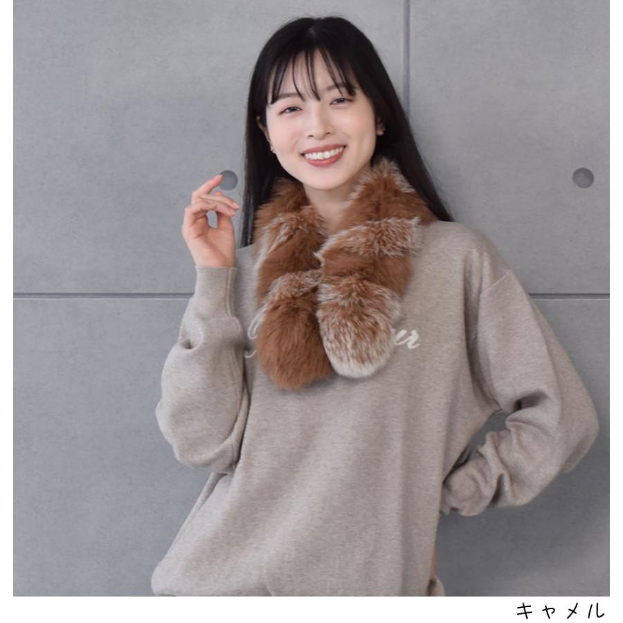 高級ファーマフラー ティペット フォックスファー ティペット ファー マフラー レディース 冬 用 フェイクファー