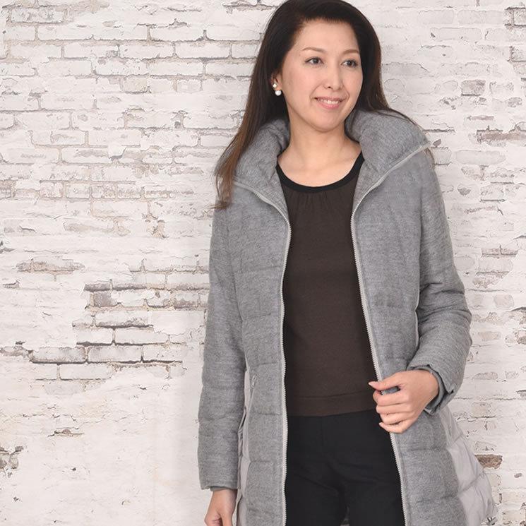 爆買 ダウンジャケット異素材 コンビ ダウン コート ファー 羽毛