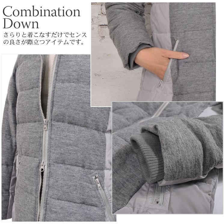 ダウンジャケット異素材 コンビ ダウン コート ファー 羽毛 フード 