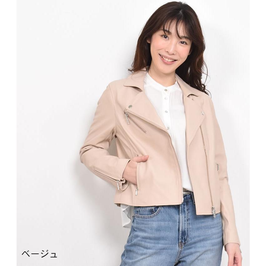 激安直営店 新品 定価 羊革 オフベージュ ライダースジャケット ラムレザー ライダースジャケット Www Qiraatafrican Com