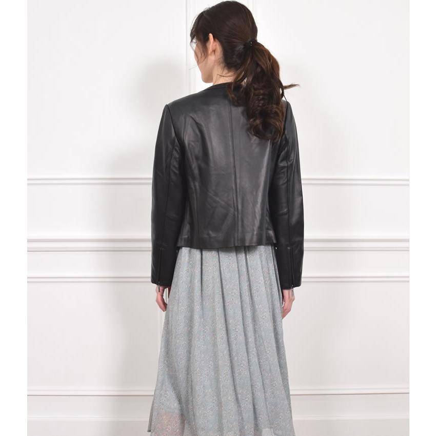 美品 デプレ ラムレザー ノーカラージャケット ライダース ブラック 本革 M デ・プレ DES PRÉS ラムレザー ノーカラージャケット （15 グレー