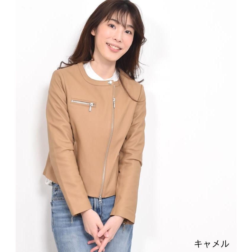 Merfirge 本革 ラムレザー ライダース ジャケット ノーカラーレディース Kt Kt ハヤシグチhayashiguchi 通販 Yahoo ショッピング