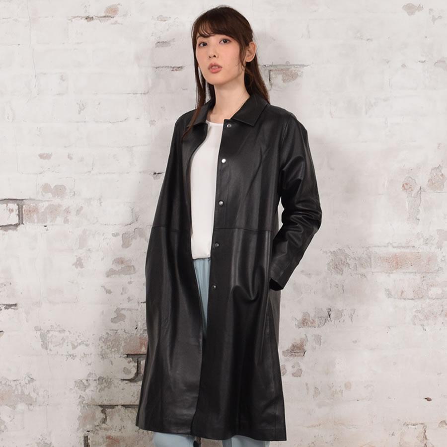 Merfirge ステンカラーコート バルカラー レザーコート レザー