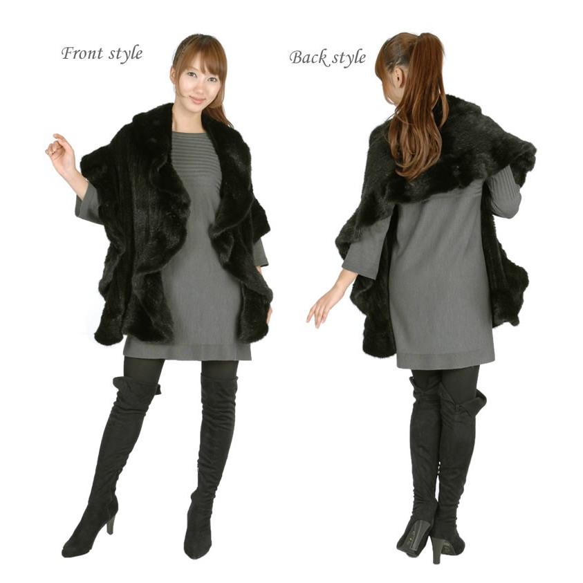 爆買 ミンク 編みこみ ファー ケープ ストール ファーコート ショール