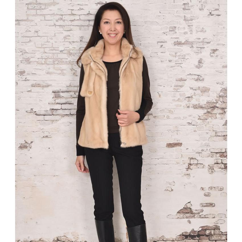 ファーコートSAGA パロミノ ミンクベスト フード付 (mb2381