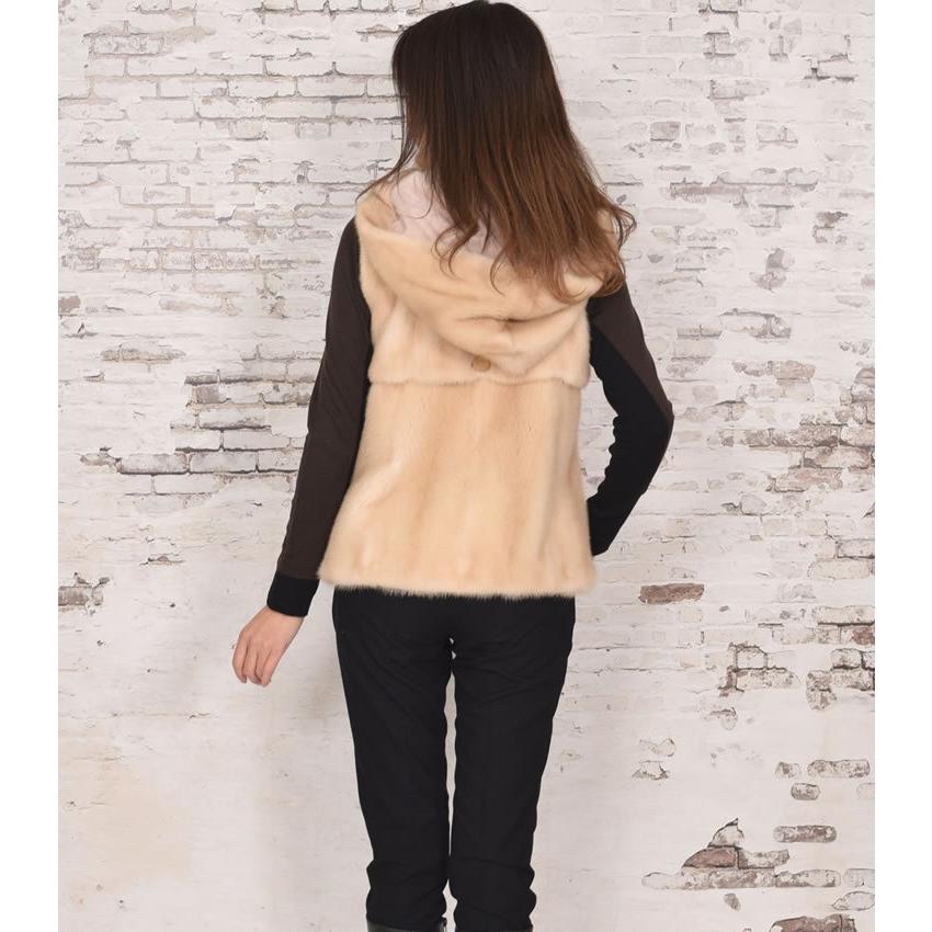 ファーコートSAGA パロミノ ミンクベスト フード付 (mb2381