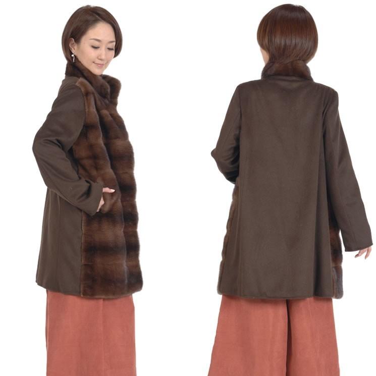 【極美品】 キミジマ ファーコート ロングコート カシミヤ100% ミンクファー 極美品】 キミジマ ファーコート ロングコート カシミヤ100