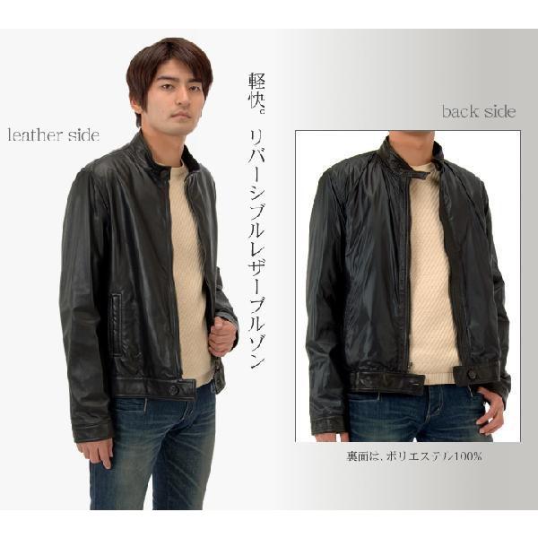 イタリー製 本革 ソフト ラム リバーシブル ライダース ジャケット  本皮 ソフトラム メンズ シングル アウター 革ジャン ブルゾン(mc5416)の画像