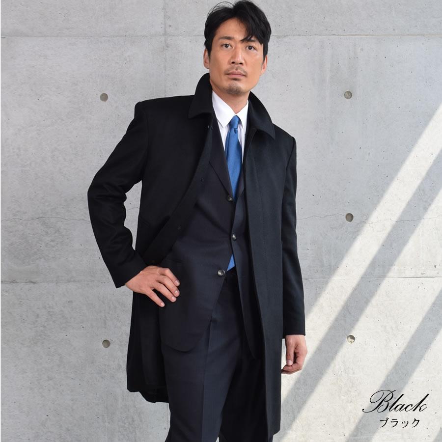 ステンカラーコート メンズ カシミヤ カシミア100％ ニーレングス