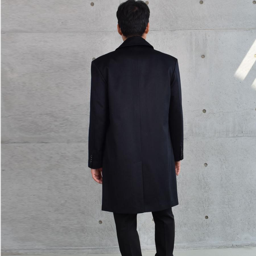 ステンカラーコート メンズ カシミヤ カシミア100％ ニーレングス