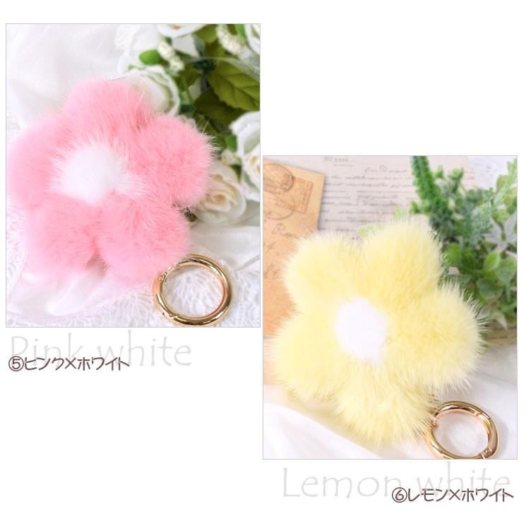 マ*郎様 ミンクファーフラッフィーバッグチャーム 楽天市場】1K リアルミンクファー フラワー型チャーム 13色展開