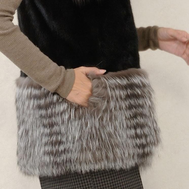 シルバーミンクXカシミヤ　ショートフードジレ シルバーミンクXカシミヤ ショートフードジレ 2021秋～2022冬の50代