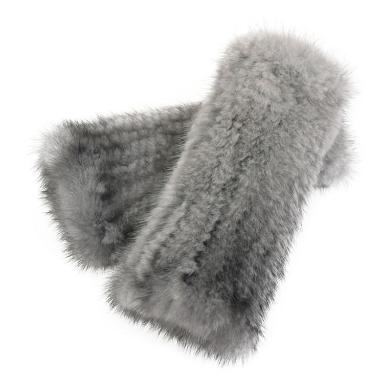 ミンク ファー アームウォーマー ニット グローブ 指ぬき 手袋 ミトン