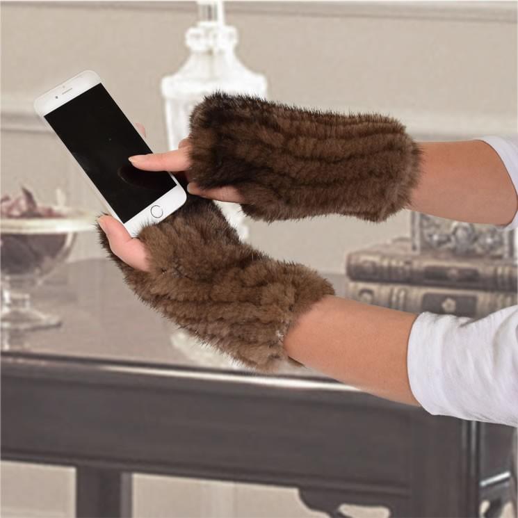 爆買 ミンク ファー アームウォーマー ニット グローブ 指ぬき 手袋