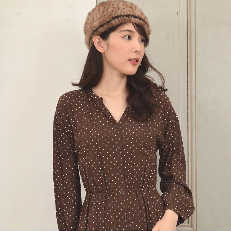 ミンク 編みこみ ベレー帽 ミンクファー ファー帽子 ベレー ファー