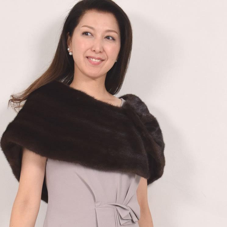 SAGA マホガニー ミンク ケープ 毛皮 ファー ミンクファー リアル  