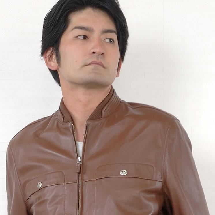 本革 ソフト ラム レザー ブルゾン 本皮 メンズ ソフトラム シングル 