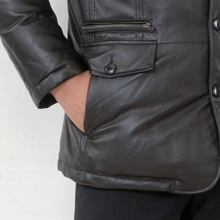 本革 ソフト ラム レザー ダウン ジャケット 本皮 ソフトラム メンズ