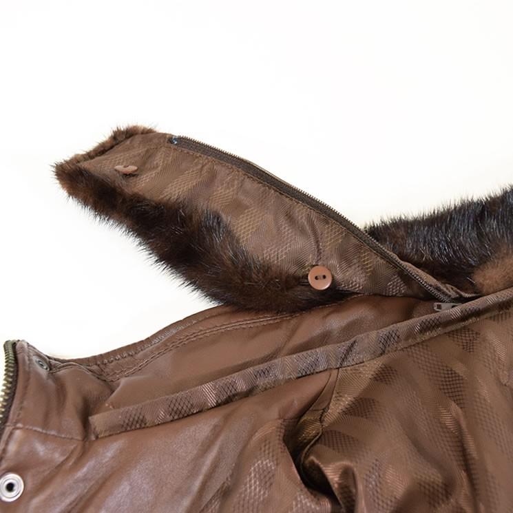 本革 ソフト ラム レザー ダウン ジャケット ミンク襟付 本皮 ソフト