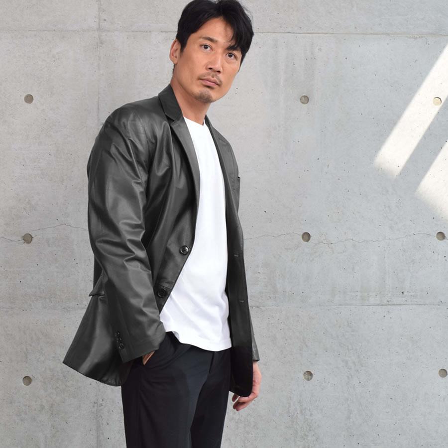 爆買 本革 ラム レザー メンズ ジャケット 本皮 シングル アウター 革