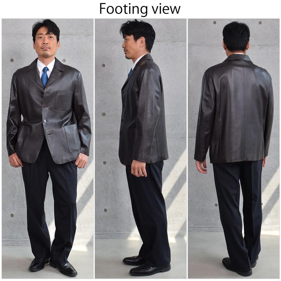 本革 ソフト ラム レザー テーラード ジャケット 本皮 メンズ シングル