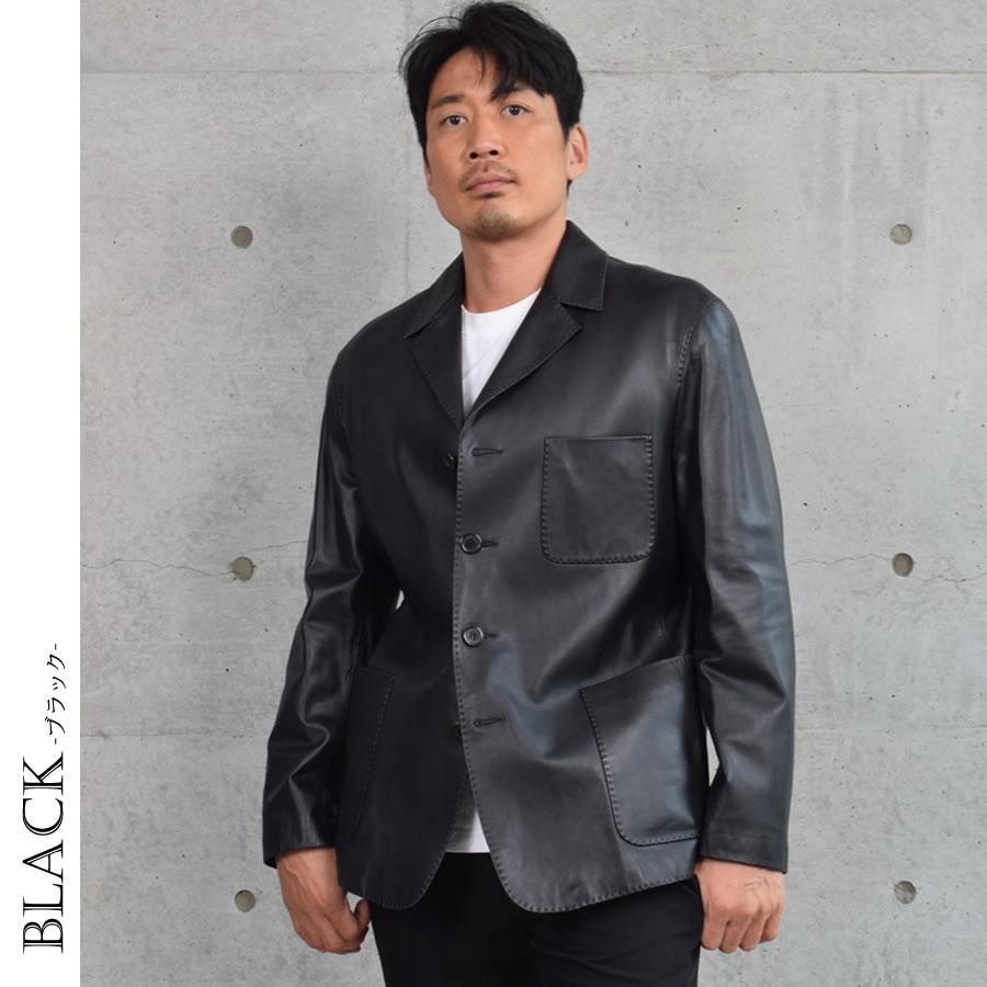 本革 ソフト ラム レザー テーラード ジャケット 本皮 メンズ シングル