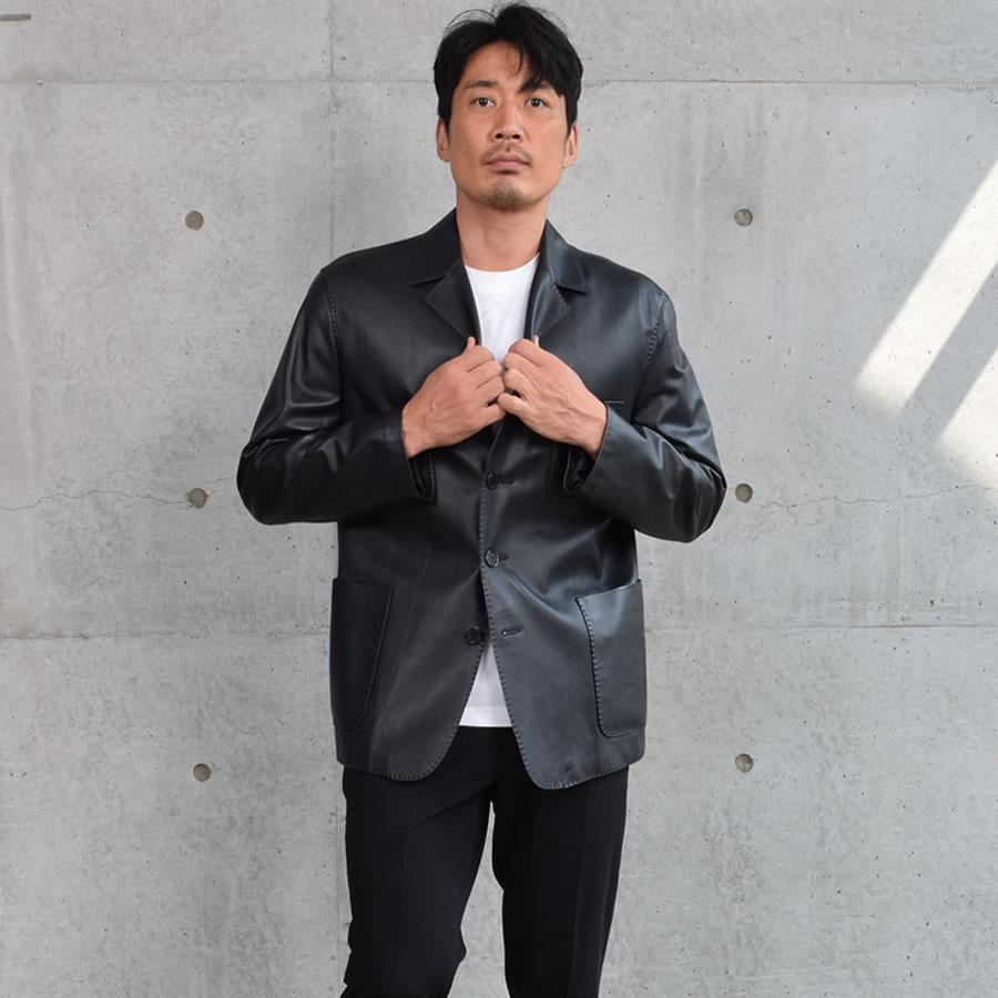 本革 ソフト ラム レザー テーラード ジャケット 本皮 メンズ シングル