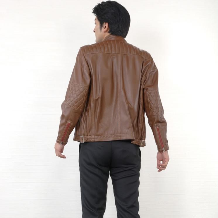本革 ラム レザー ライダース メンズ ジャケット 本皮 シングル