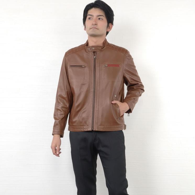 ラム革　革ジャン　4XL 本革 ラム レザー ライダース メンズ ジャケット 本皮 シングル