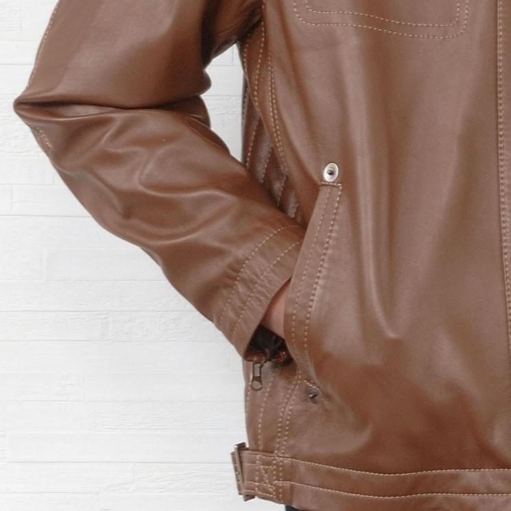 本革 ラム レザー ライダース メンズ ジャケット 本皮 シングル