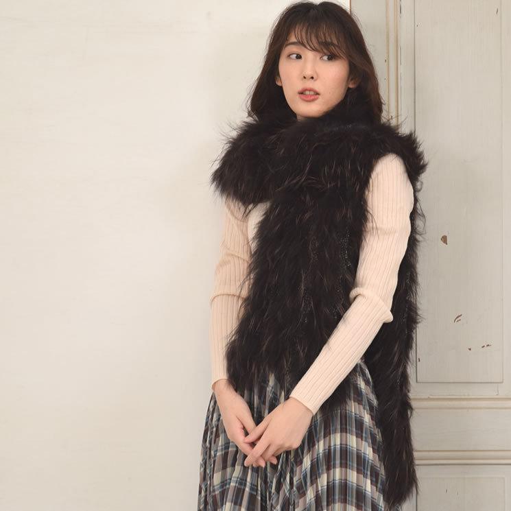 ラクーンファー　ニット　コート Women's Real Raccoon Fur Knitting Fur Coat リアルラクーン