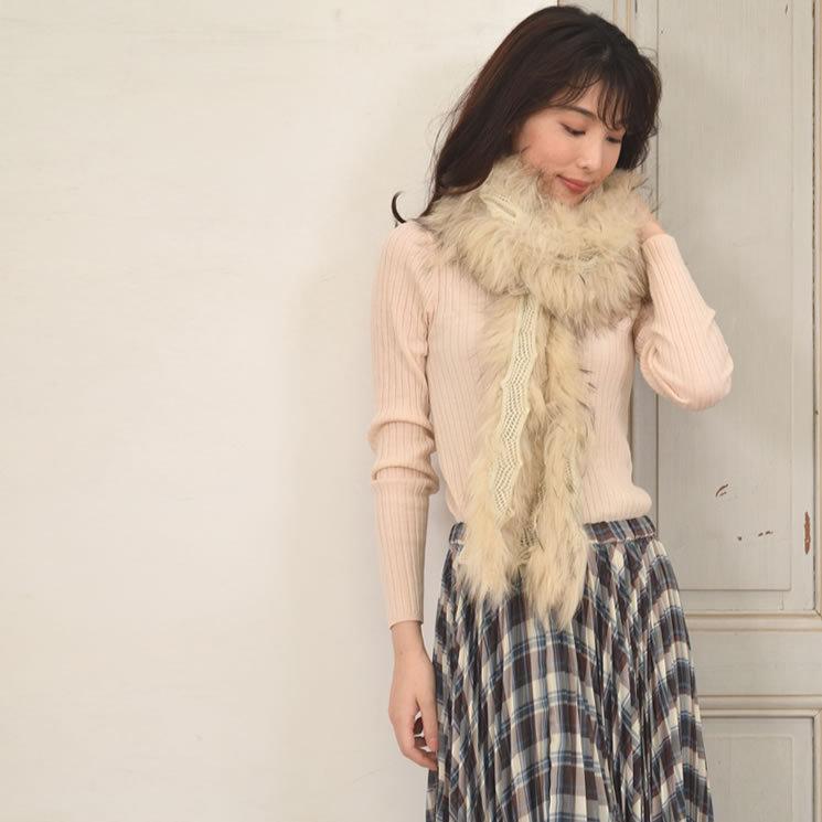ニット ラクーン ファー ストール ファーコート カラー ティペット