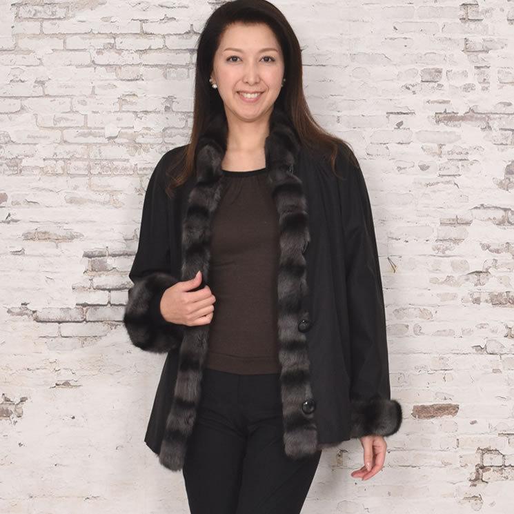 ファーコート ロシアンリス ファー ジャケット シルク リバーシブル