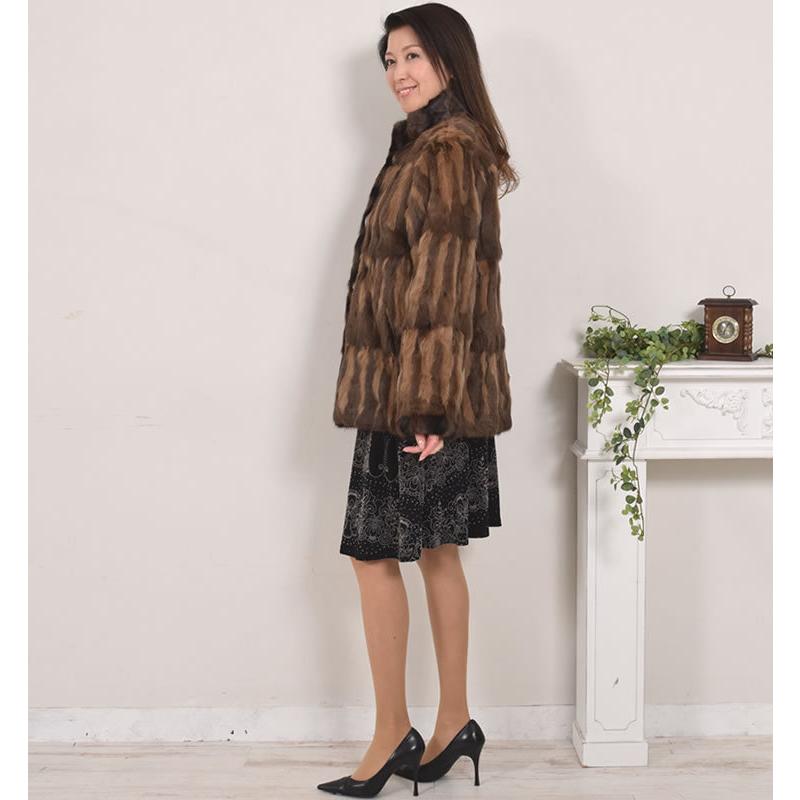 シルク100%】レリアン リバーシブル 毛皮 コート ロシアンリス ファー M