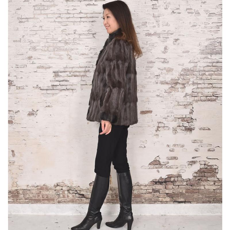 ファーコート ロシアンリス ファー ジャケット シルク リバーシブル