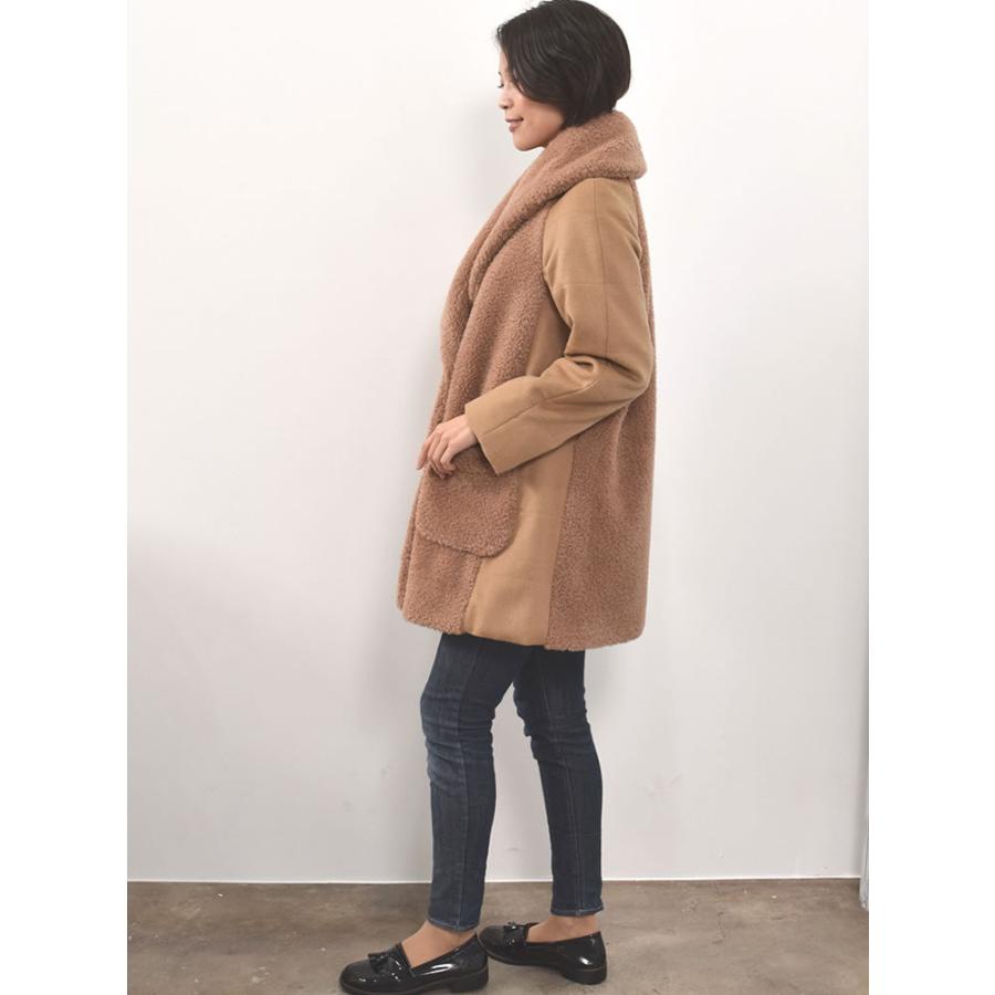 Merfirge ウール 100% ボア ショール カラー コートカシミヤ混