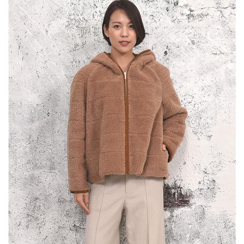 Merfirge ウール 100% ボア ジャケット ウールジャケット フード