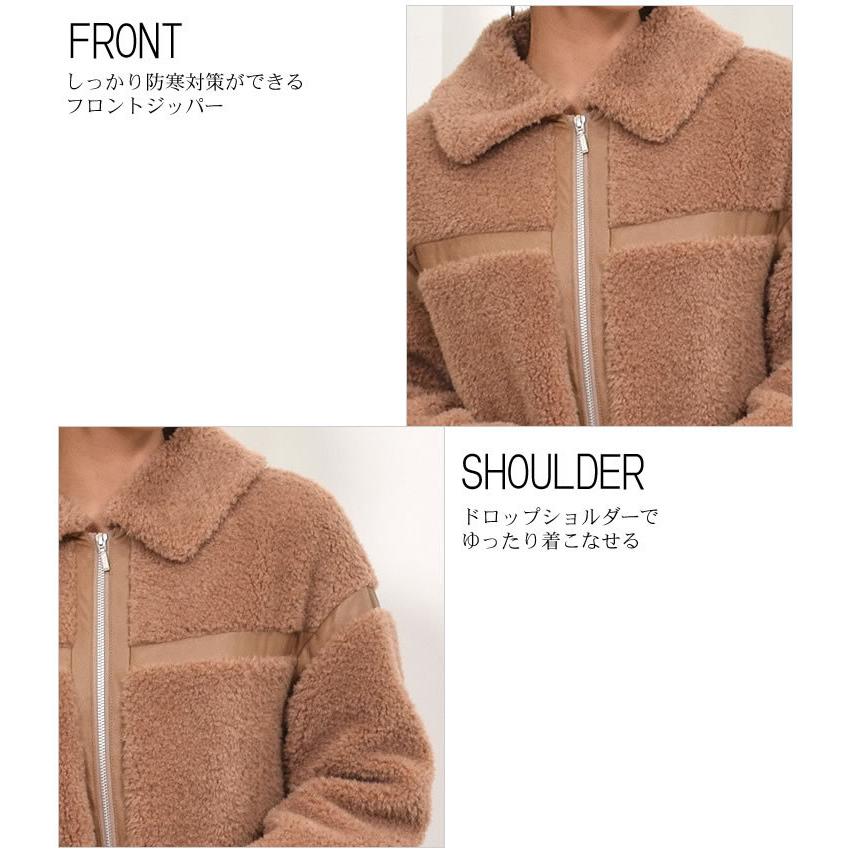 Merfirge ウール 100% ボア ハーフコート ウールコート ジャケット