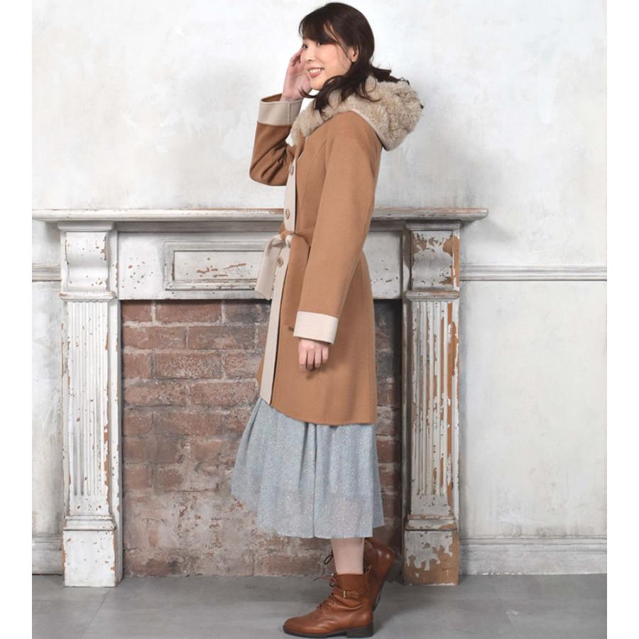 カシミヤファー カシミヤコート混紡 ダブルフェイス コート