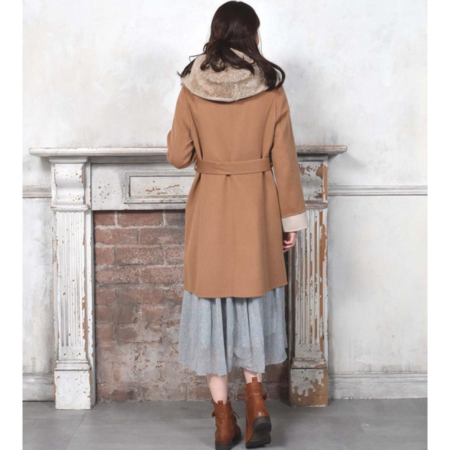 カシミヤファー カシミヤコート混紡 ダブルフェイス コート トリム