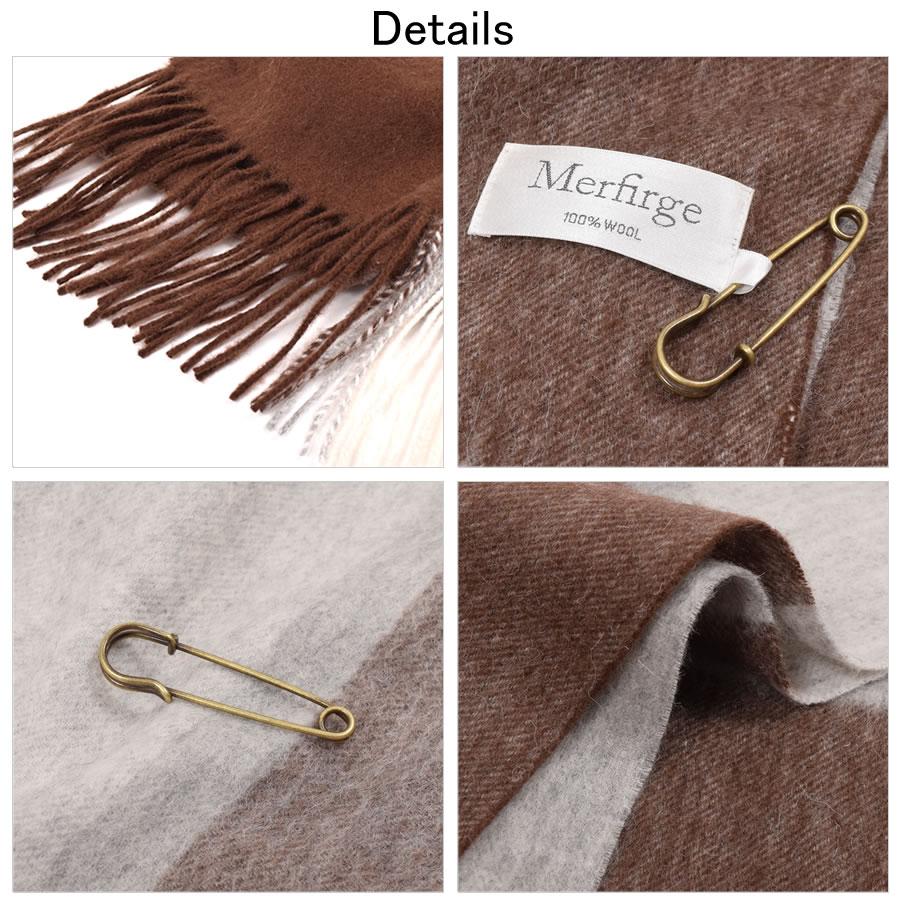 メンズストールウール100％ チェック柄 大判 ストール 60cm幅  男女兼用 防寒 (WS0022MR)【オリジナルギフトBOX付】 | Merfirge | 27