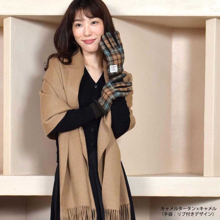 ストール カシミヤ100%【名入れ刺繍可】ギフトセット  カシミヤ 100％ 無地 ストール  ハリスツイード 手袋 クリスマス ギフト セット (xs1224n)の画像